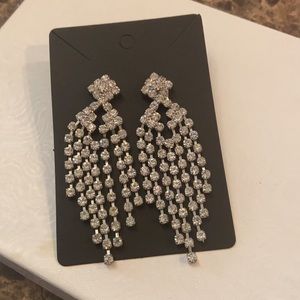 Women’s Large Faux Diamond Cluster Chandelier Earrings